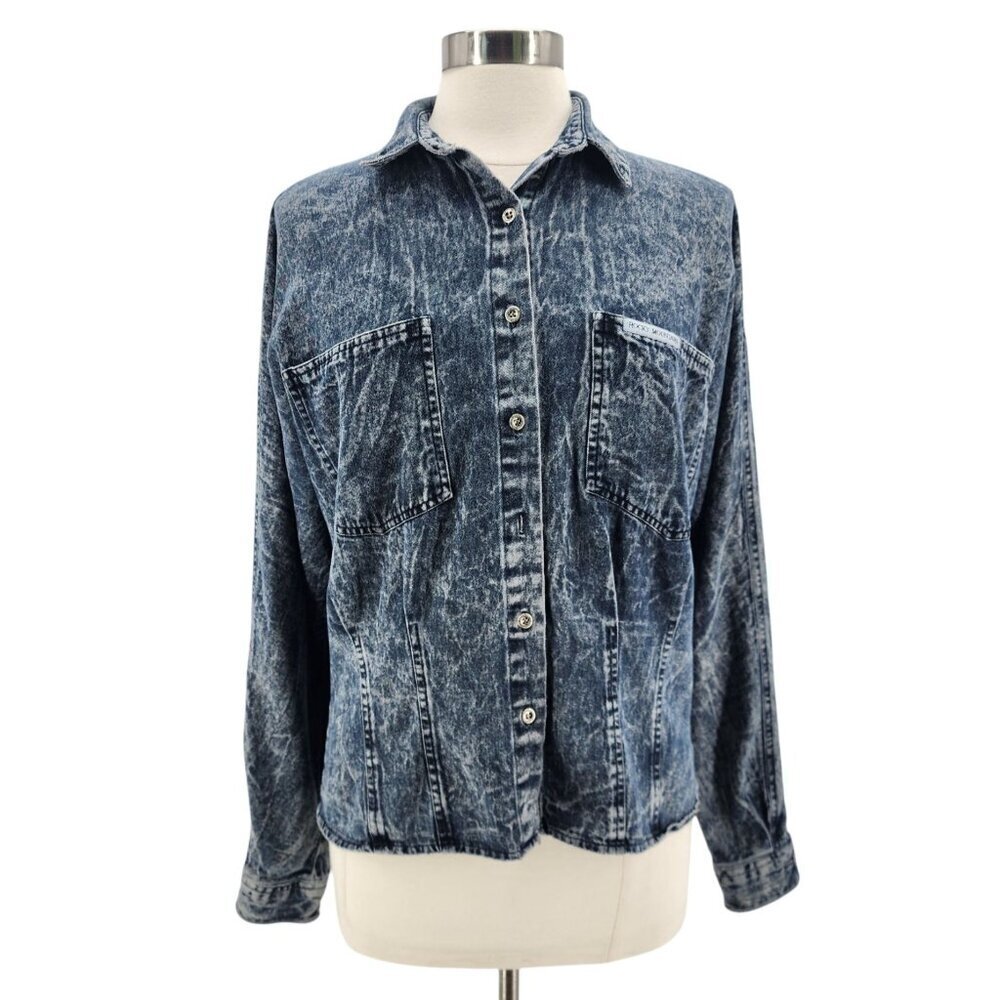 Vintage Rocky Mountain Clothing Co Womens Medium Shirt Jacket Denim Stone Wash